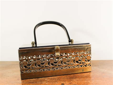 vintage metal box purse|vintage style embellished purses.